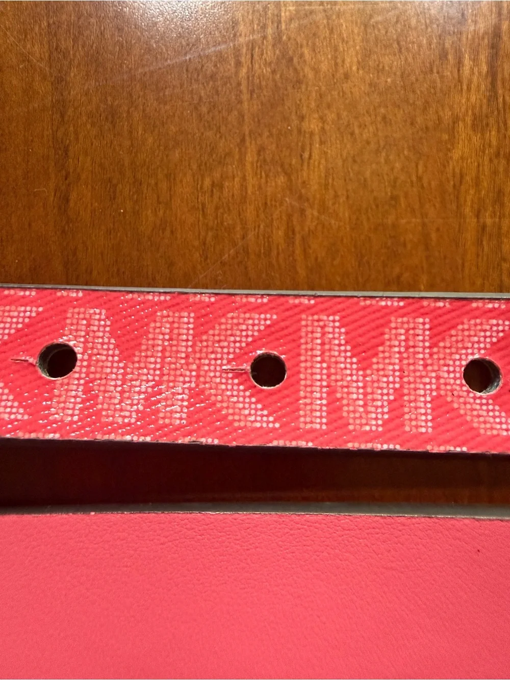 Michael Kors Pink Double wrap Logo Belt with Gold MK Medallion